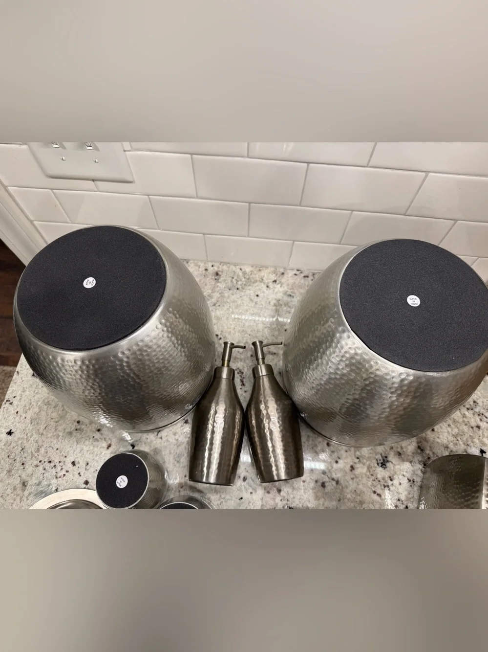 Nu Steel Hammered Stainless Steel Bath Accessory 10 Piece Set - Silver NIB